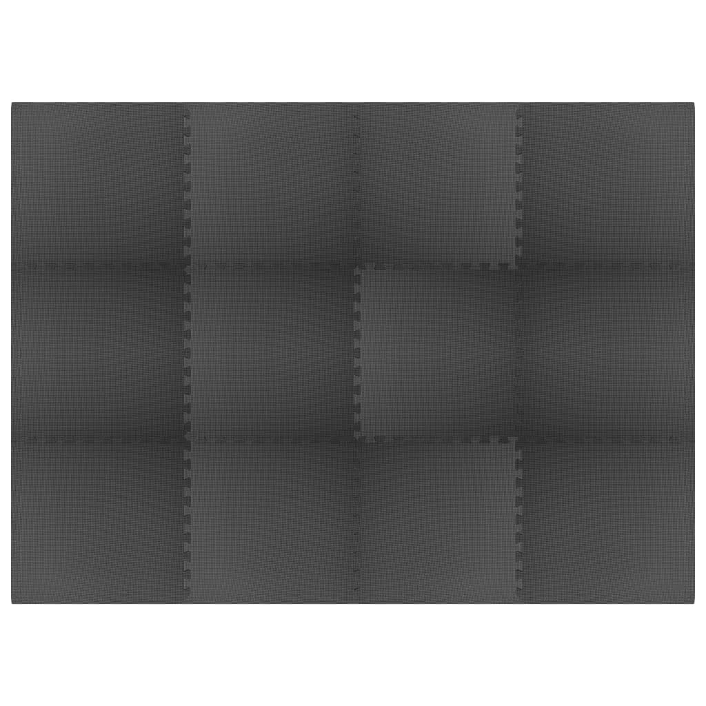 Gulvmatter 12 Stk 4,32 ㎡ Eva-Skum Svart
