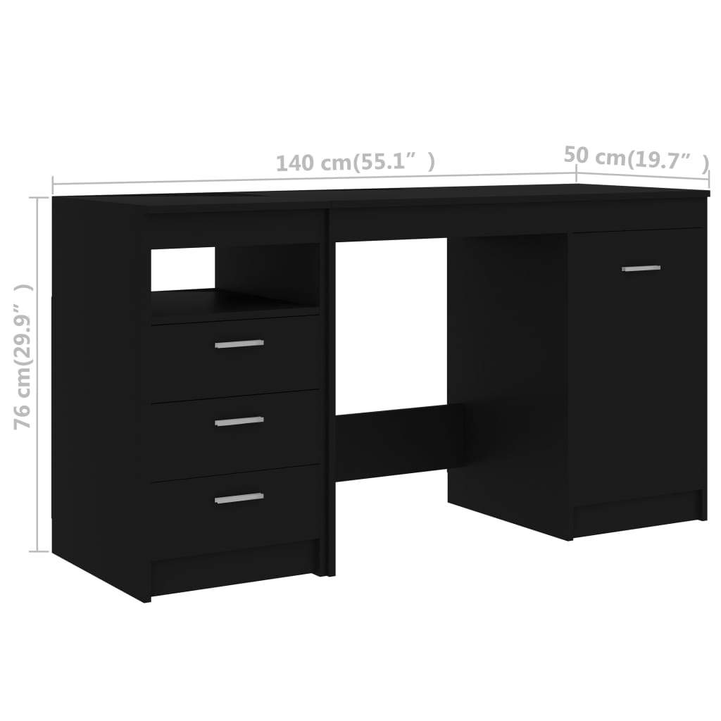 Skrivebord Svart 140X50X76 Cm Konstruert Tre