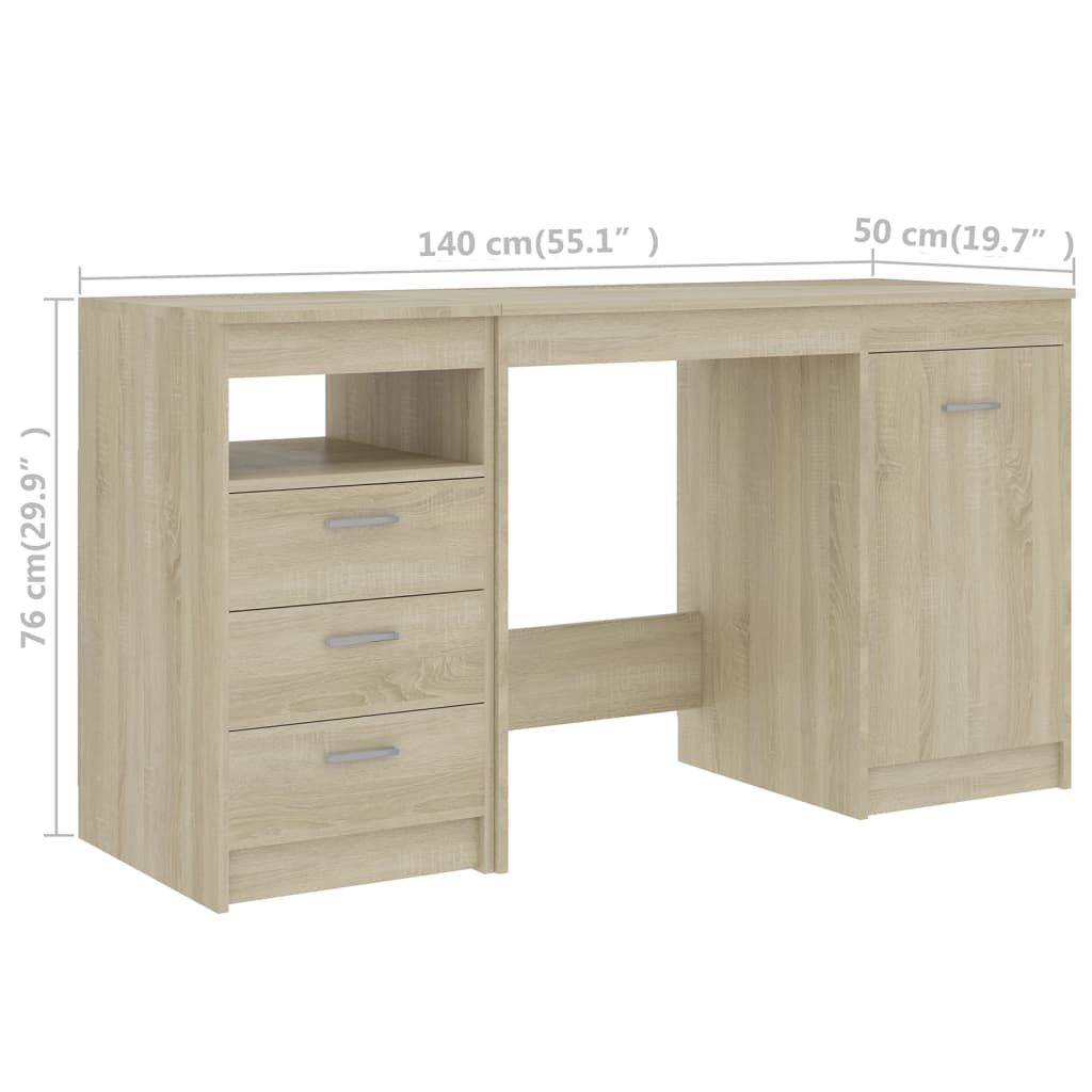 Skrivebord Sonoma Eik 140X50X76 Cm Konstruert Tre