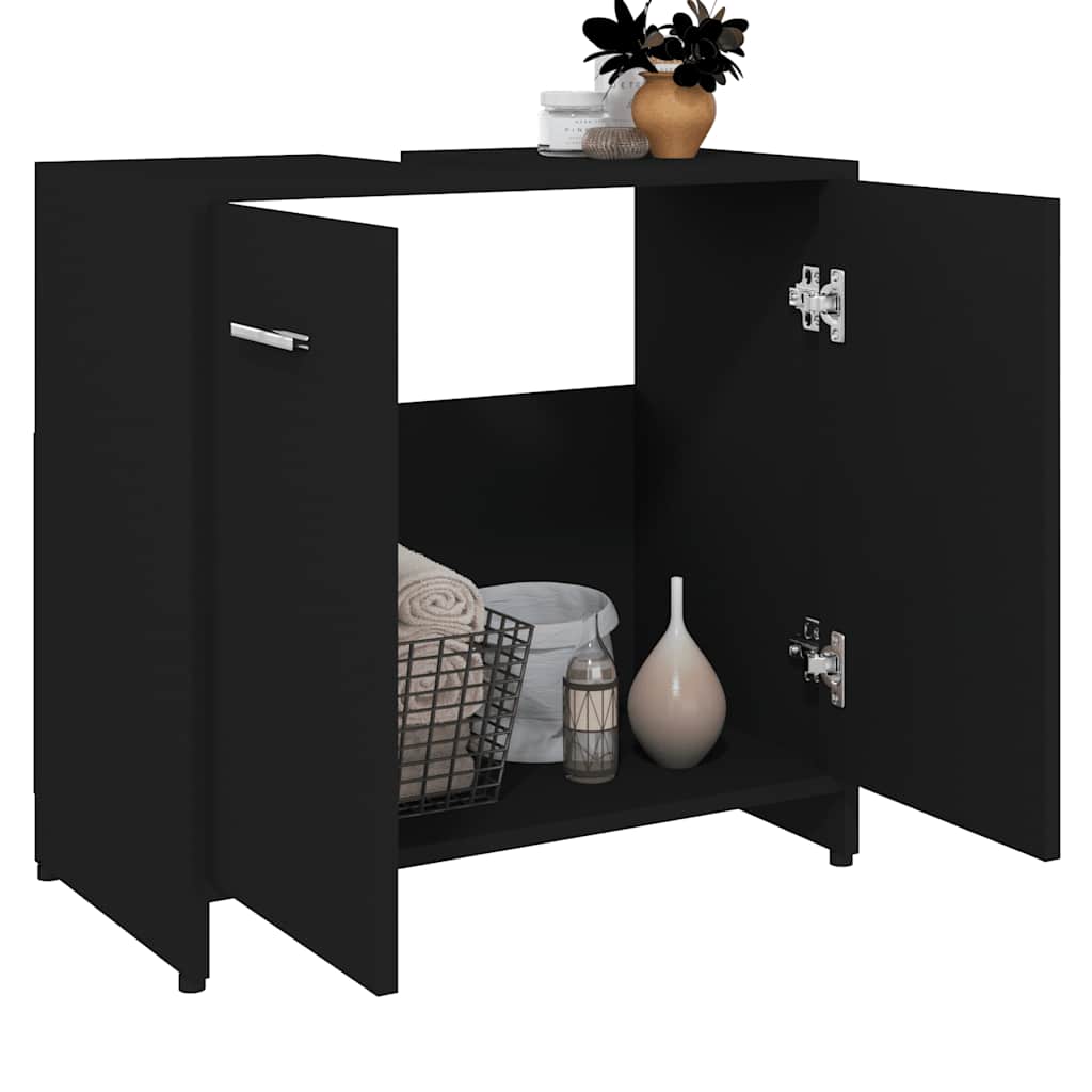 Baderomsskap Svart 60X33X61 Cm Konstruert Tre
