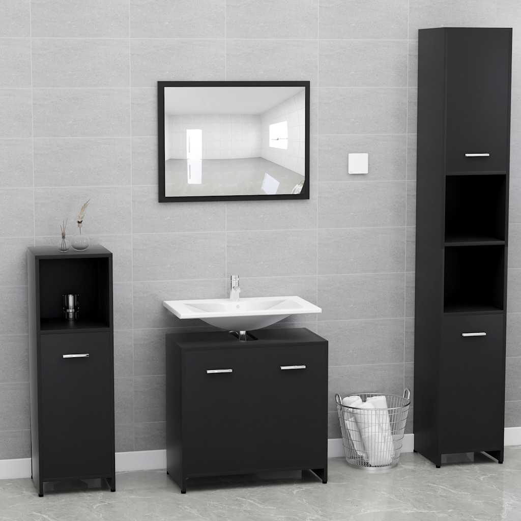 Baderomsskap Svart 60X33X61 Cm Konstruert Tre