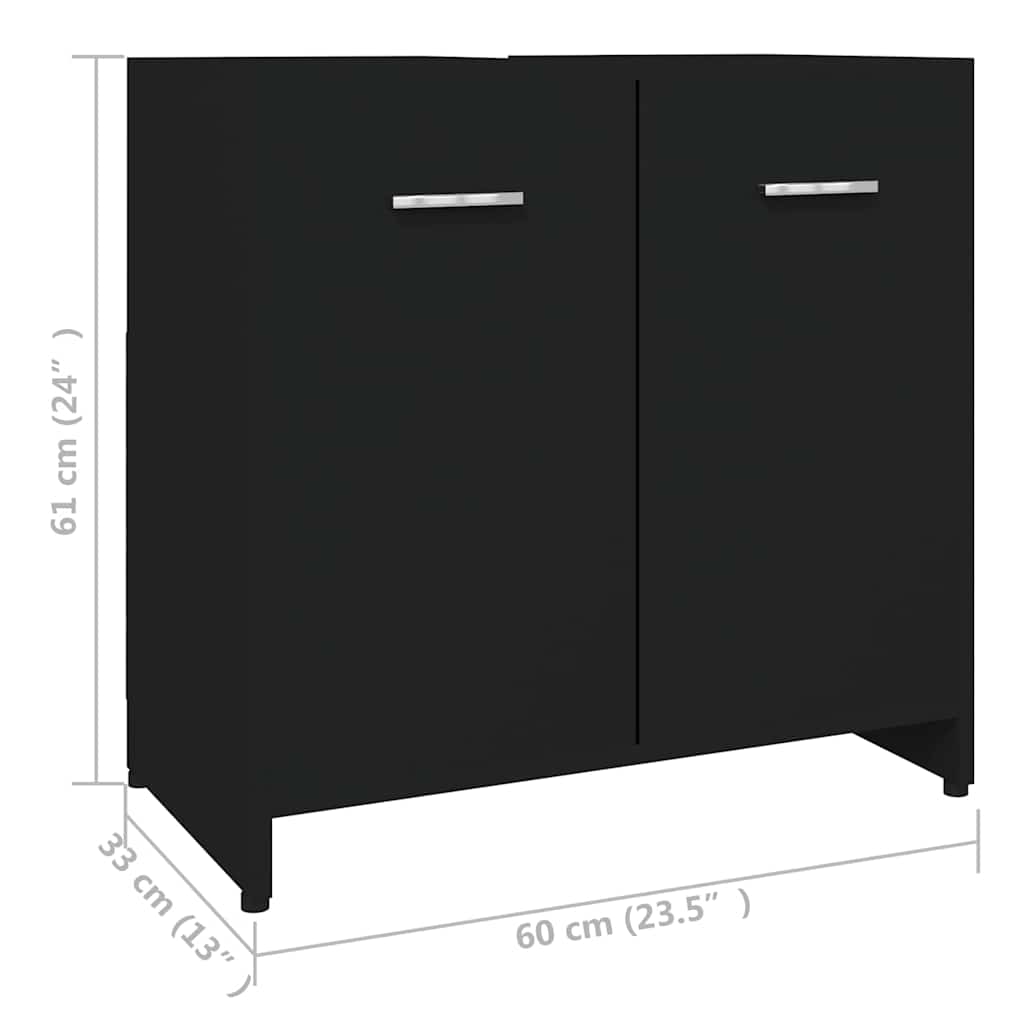 Baderomsskap Svart 60X33X61 Cm Konstruert Tre