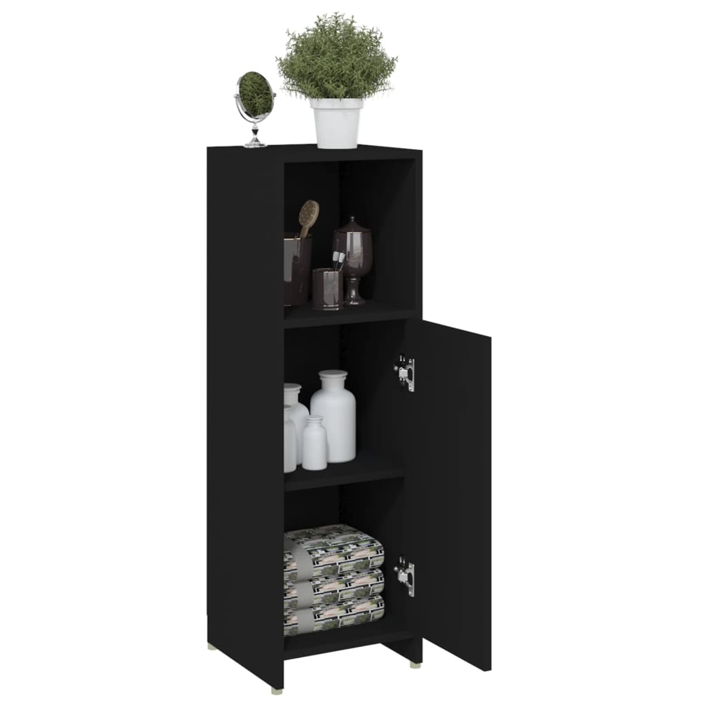 Baderomsskap Svart 30X30X95 Cm Konstruert Tre
