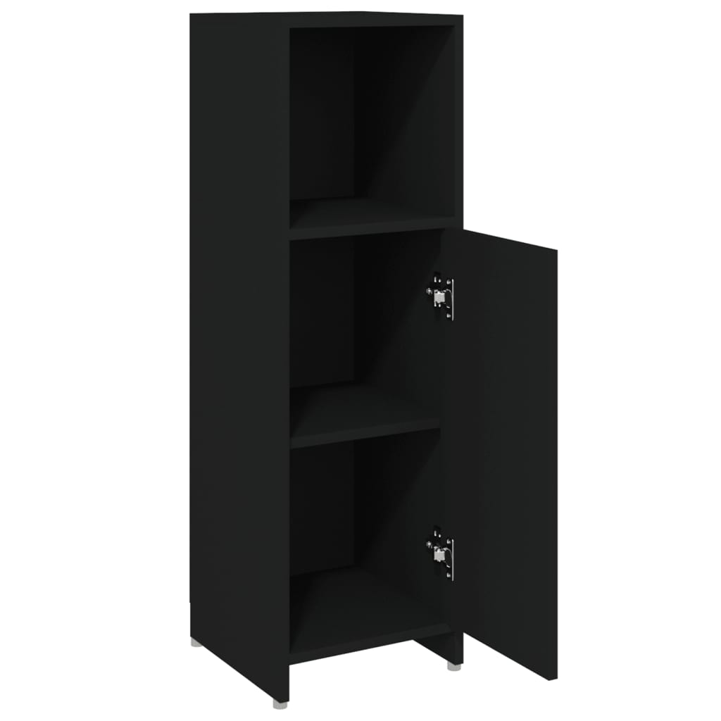Baderomsskap Svart 30X30X95 Cm Konstruert Tre