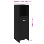 Baderomsskap Svart 30X30X95 Cm Konstruert Tre