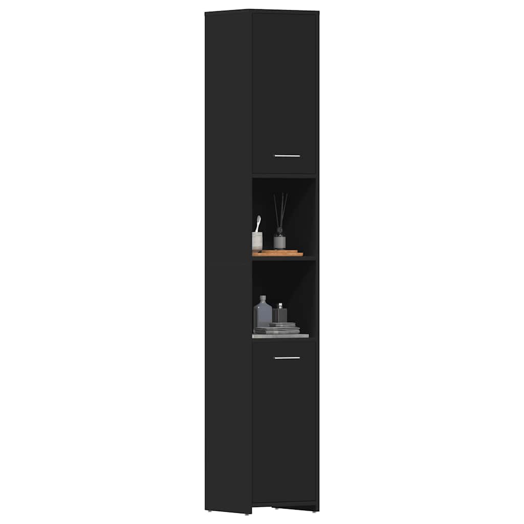 Baderomsskap Svart 30X30X183,5 Cm Konstruert Tre
