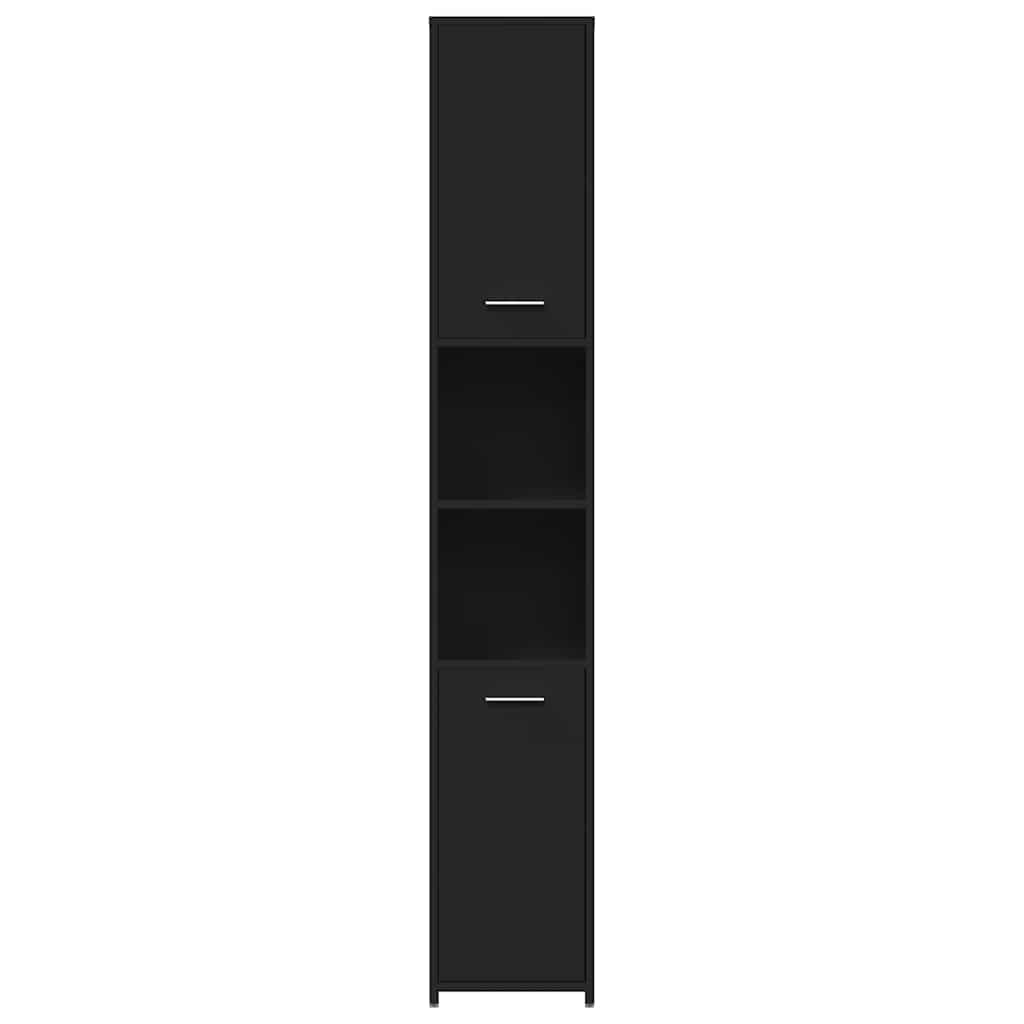 Baderomsskap Svart 30X30X183,5 Cm Konstruert Tre
