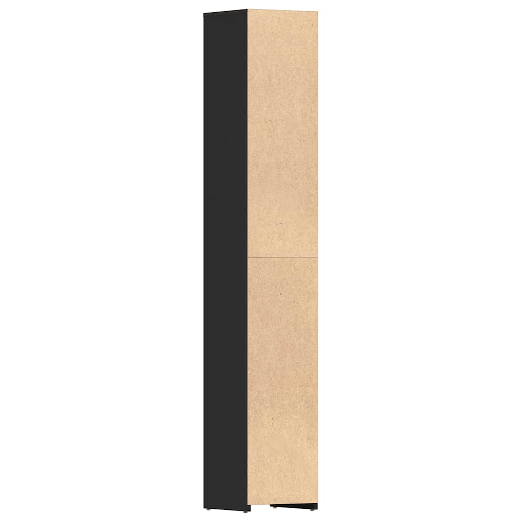 Baderomsskap Svart 30X30X183,5 Cm Konstruert Tre