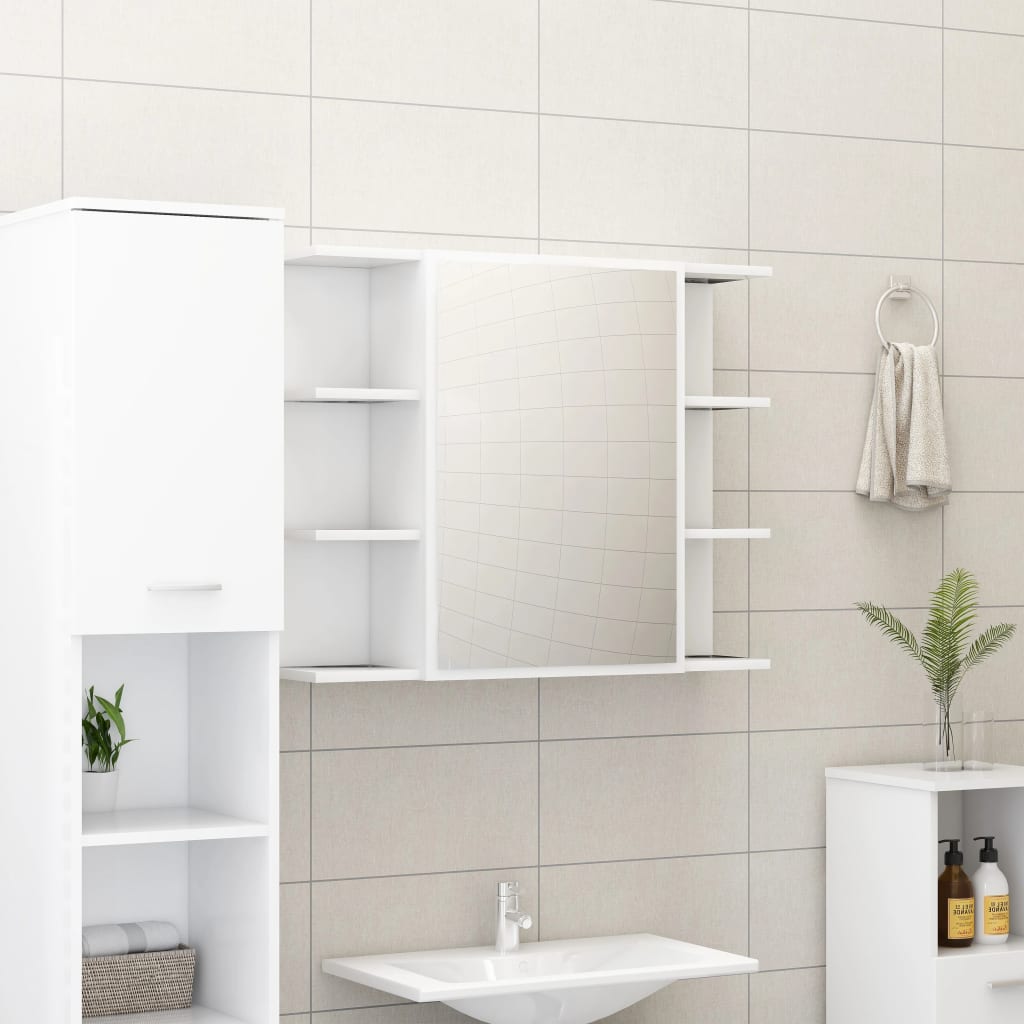 Speilskap Til Baderom Hvit 80X20,5X64 Cm Konstruert Tre