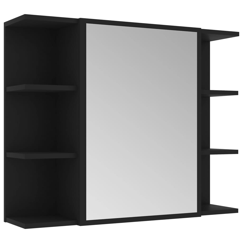 Speilskap Til Baderom Svart 80X20,5X64 Cm Konstruert Tre
