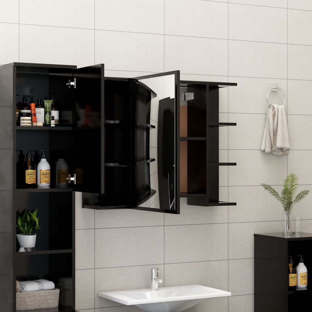 Speilskap Til Baderom Svart 80X20,5X64 Cm Konstruert Tre
