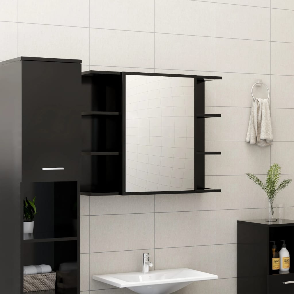 Speilskap Til Baderom Svart 80X20,5X64 Cm Konstruert Tre
