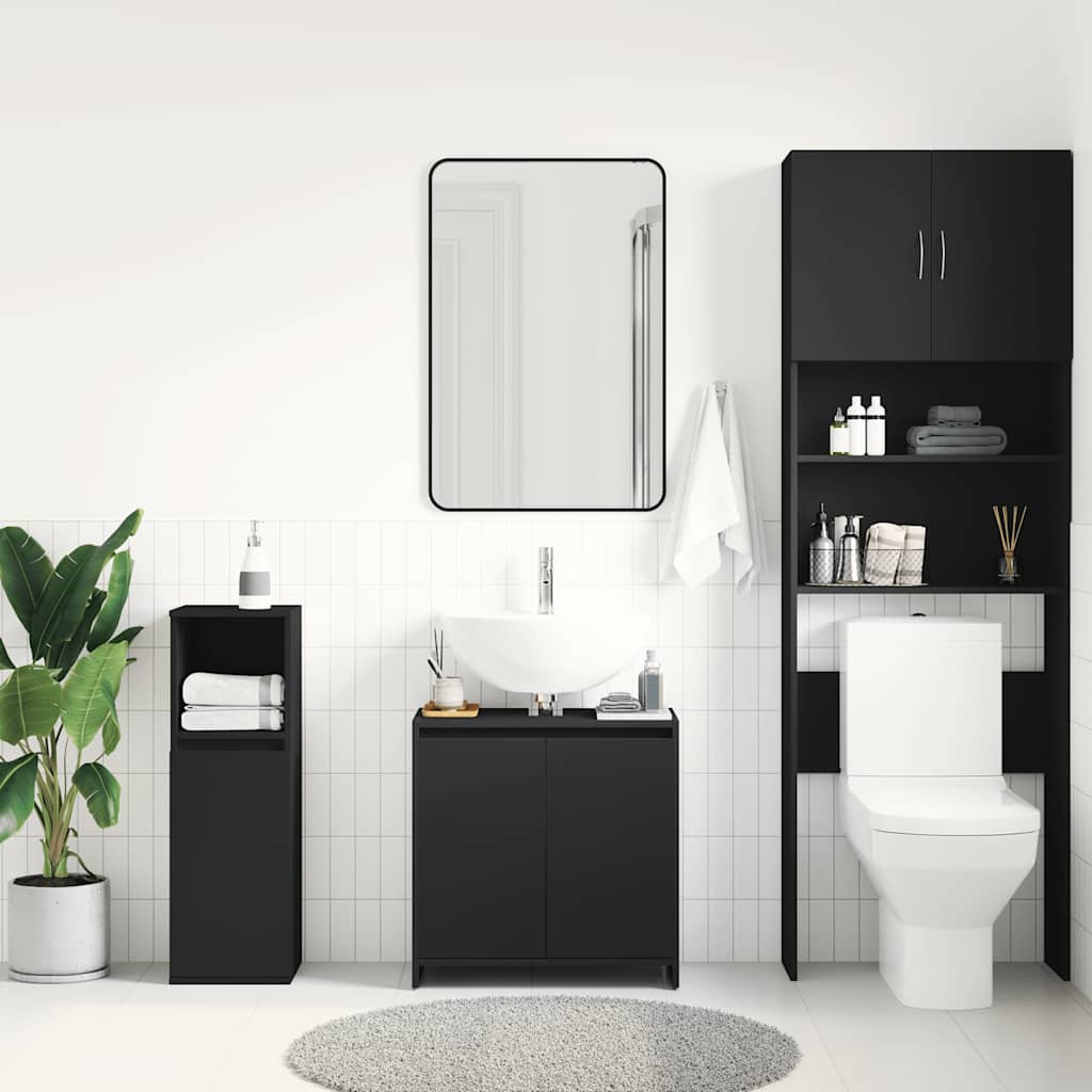 Baderomsskap Svart 60X33X61 Cm Konstruert Tre