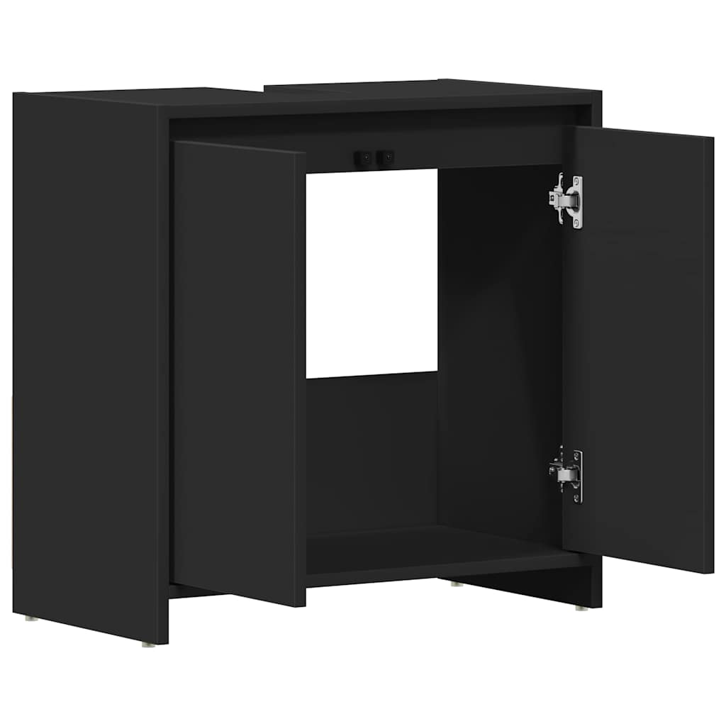 Baderomsskap Svart 60X33X61 Cm Konstruert Tre