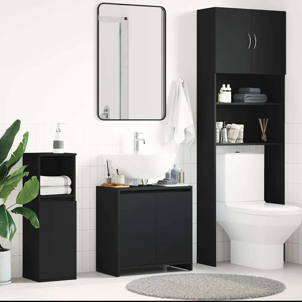 Baderomsskap Svart 60X33X61 Cm Konstruert Tre