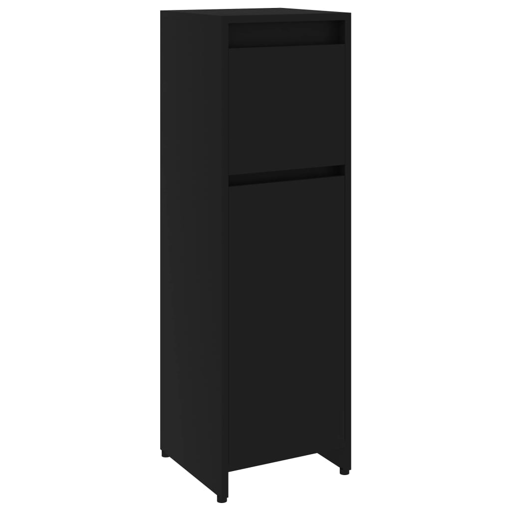 Baderomsskap Svart 30X30X95 Cm Konstruert Tre