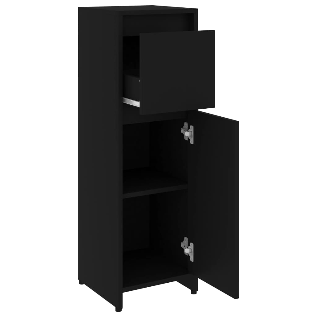 Baderomsskap Svart 30X30X95 Cm Konstruert Tre