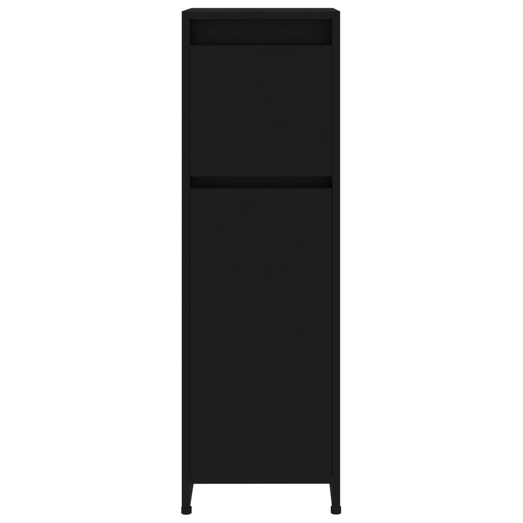 Baderomsskap Svart 30X30X95 Cm Konstruert Tre