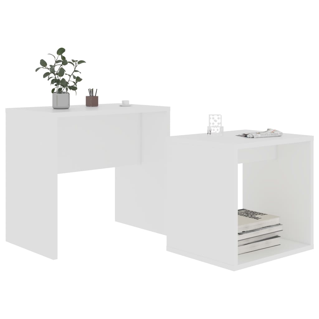 Salongbordsett Hvit 48X30X45 Cm Konstruert Tre