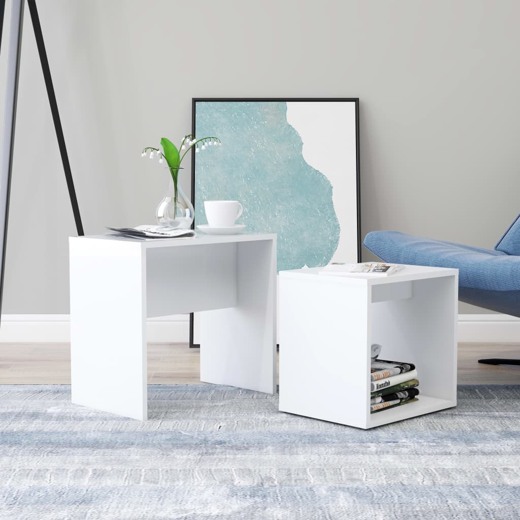Salongbordsett Hvit 48X30X45 Cm Konstruert Tre