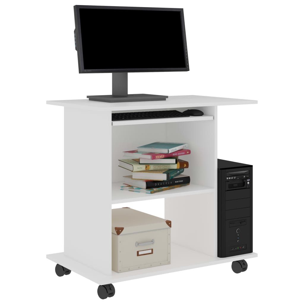 Databord Hvit 80X50X75 Cm Konstruert Tre