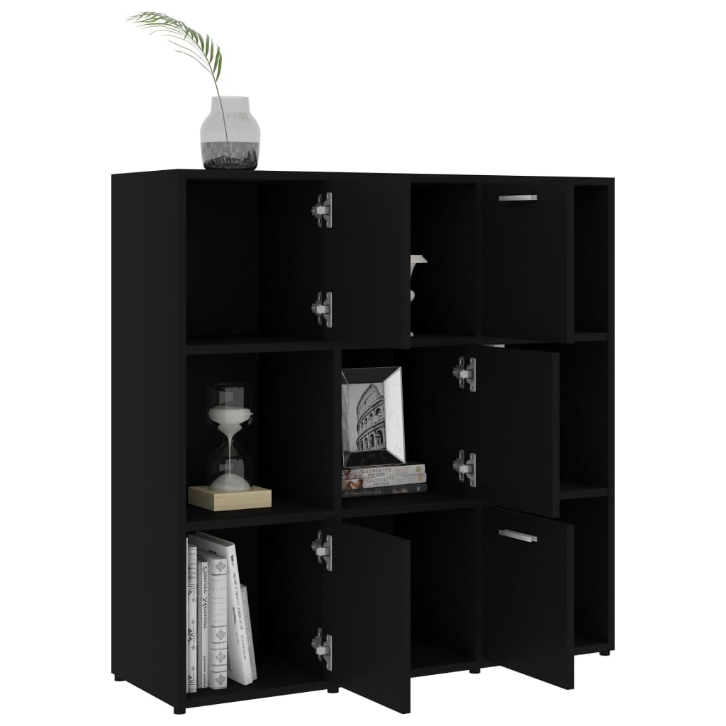 Bokhylle Svart 90X30X90 Cm Konstruert Tre