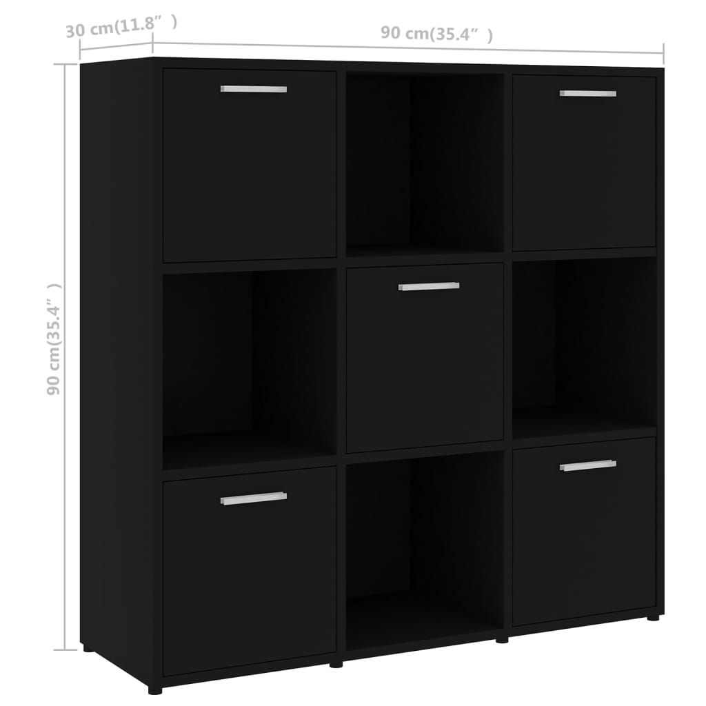 Bokhylle Svart 90X30X90 Cm Konstruert Tre