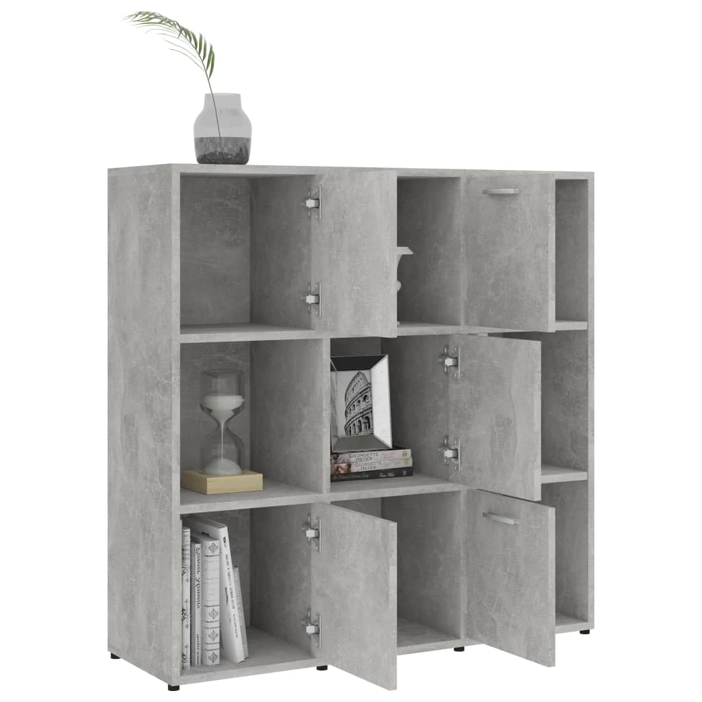 Bokhylle Betonggrå 90X30X90 Cm Konstruert Tre