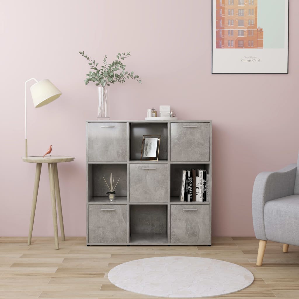 Bokhylle Betonggrå 90X30X90 Cm Konstruert Tre