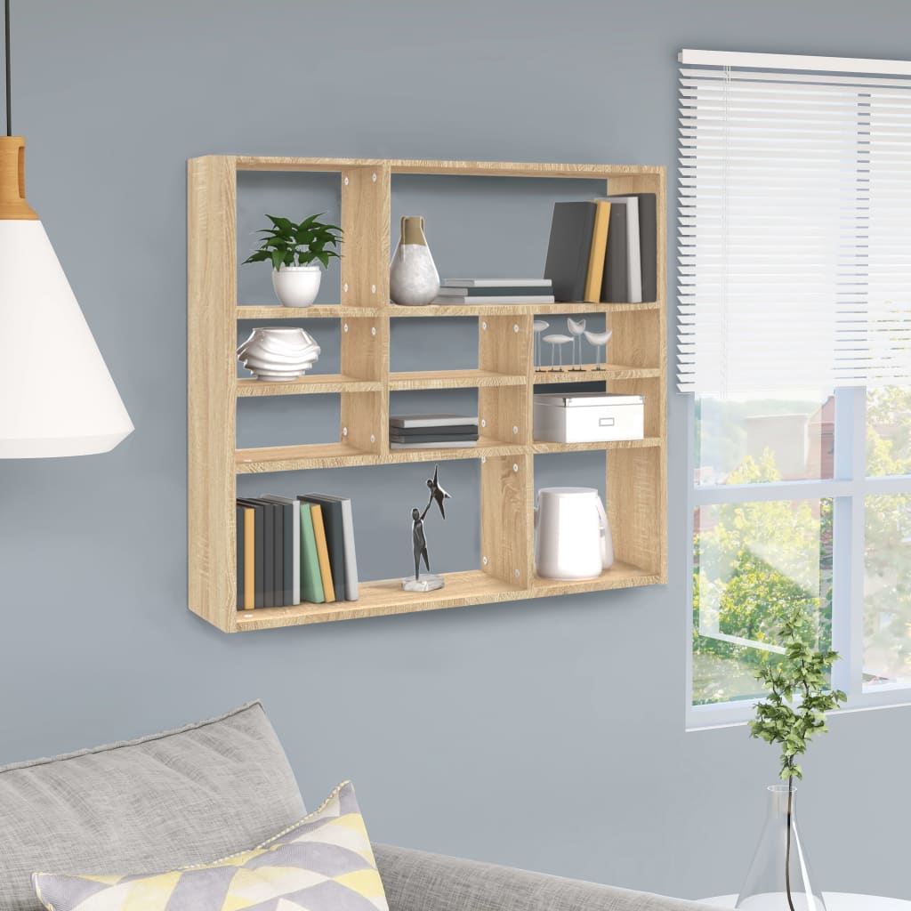 Vegghylle Sonoma Eik 90X16X78 Cm Konstruert Tre