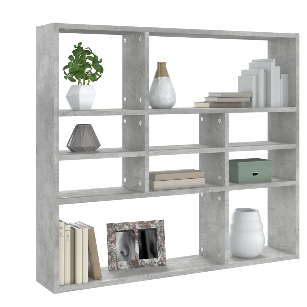 Vegghylle Betonggrå 90X16X78 Cm Konstruert Tre