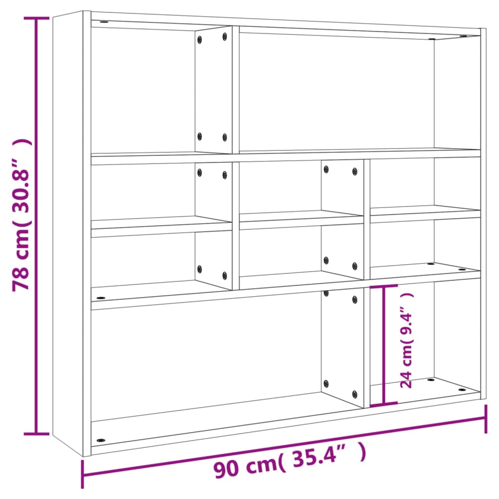 Vegghylle Betonggrå 90X16X78 Cm Konstruert Tre