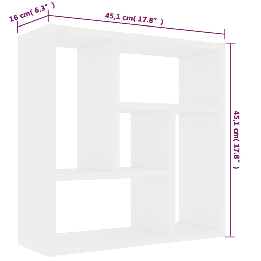 Vegghylle Hvit 45,1X16X45,1 Cm Konstruert Tre