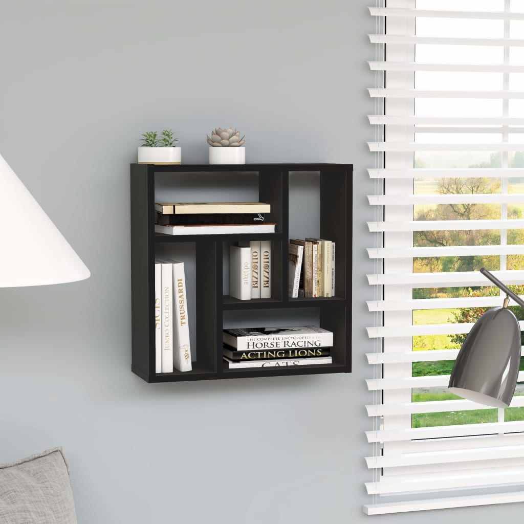Vegghylle Svart 45,1X16X45,1 Cm Konstruert Tre