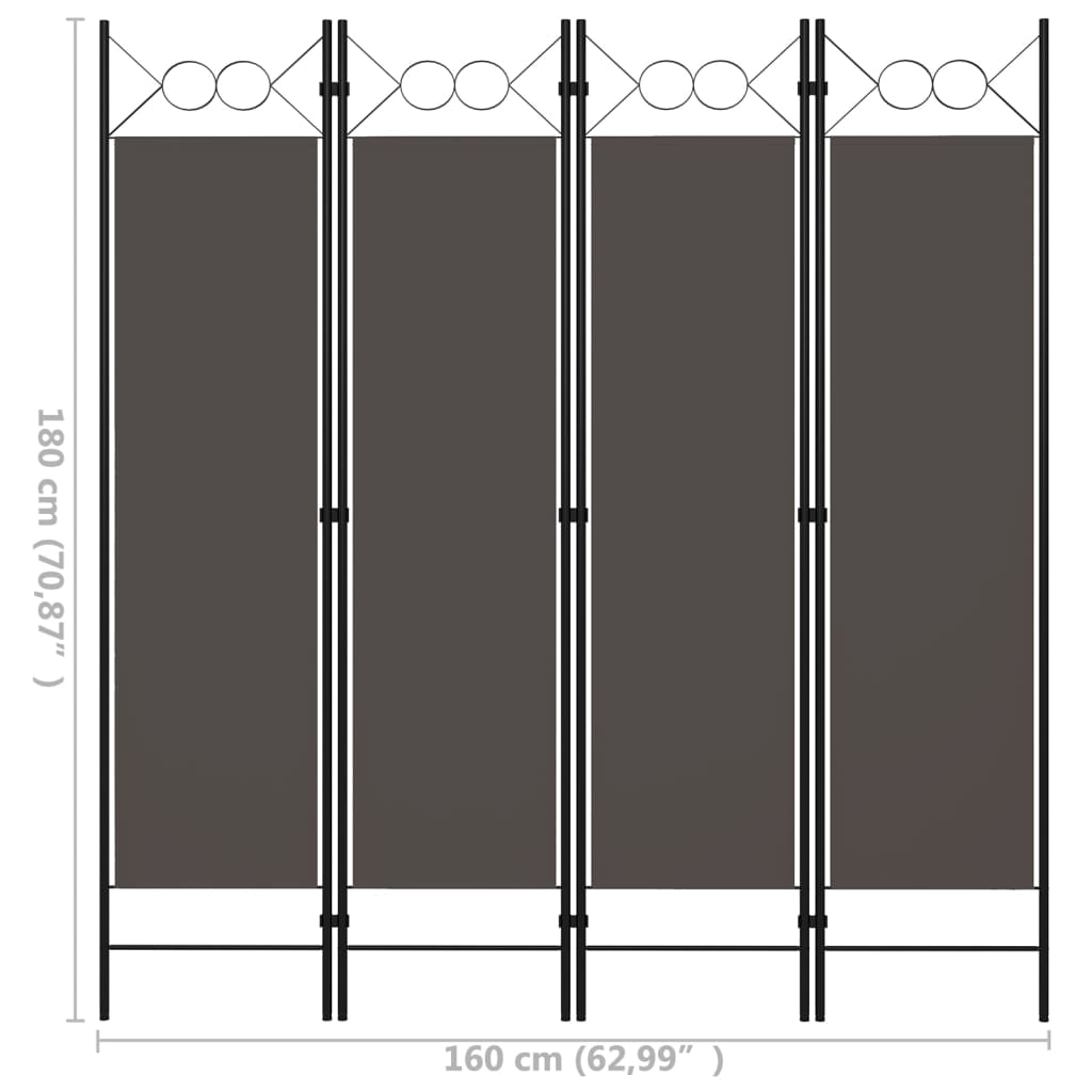 Romdeler 4 Paneler Antrasitt 160X180 Cm