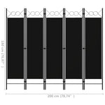 Romdeler 5 Paneler Svart 200X180 Cm