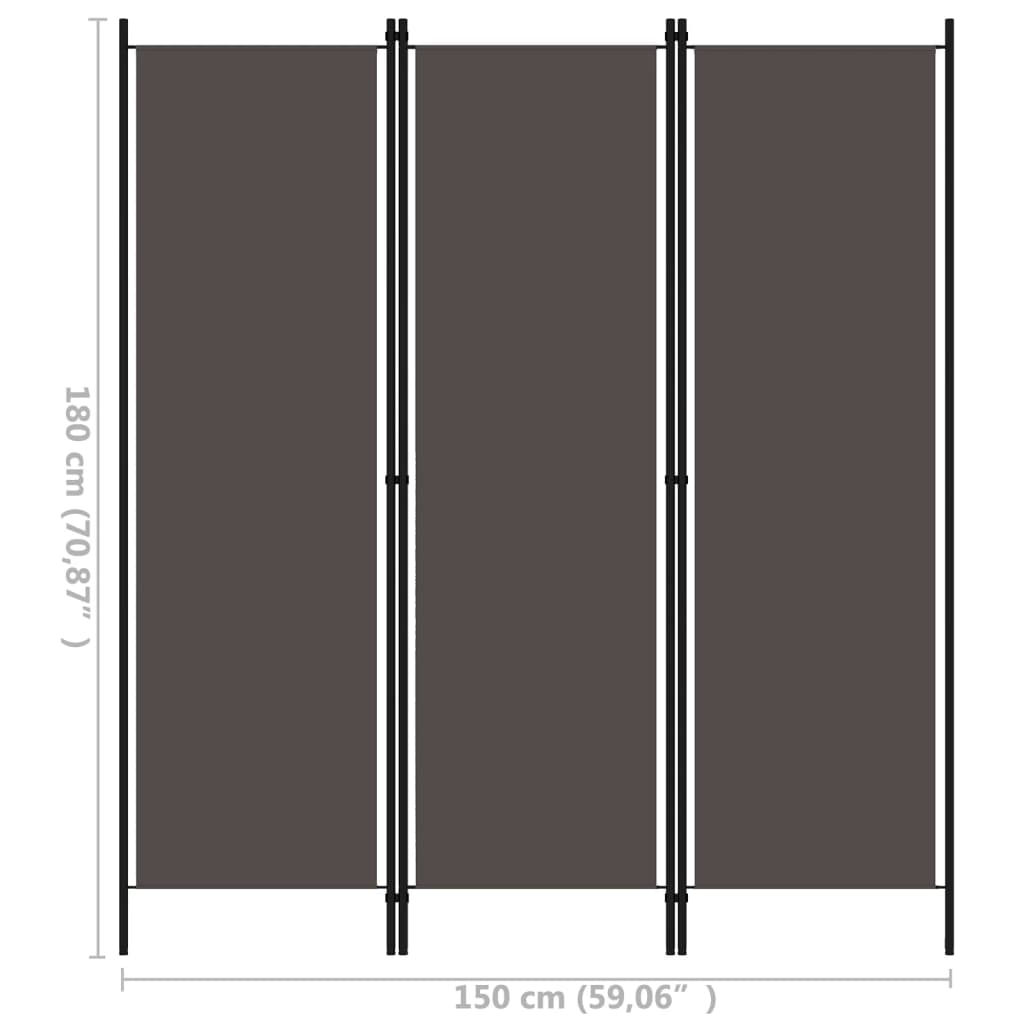 Romdeler 3 Paneler Antrasitt 150X180Cm
