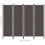 Romdeler 4 Paneler Antrasitt 200X180 Cm