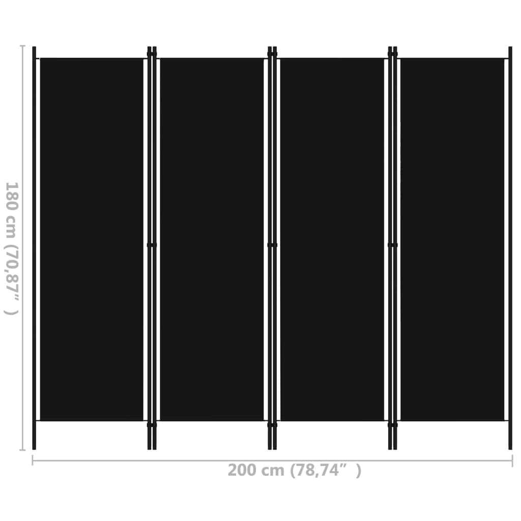 Romdeler 4 Paneler Svart 200X180 Cm