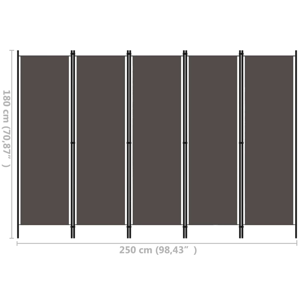 Romdeler Med 5 Paneler Antrasitt 250X180 Cm
