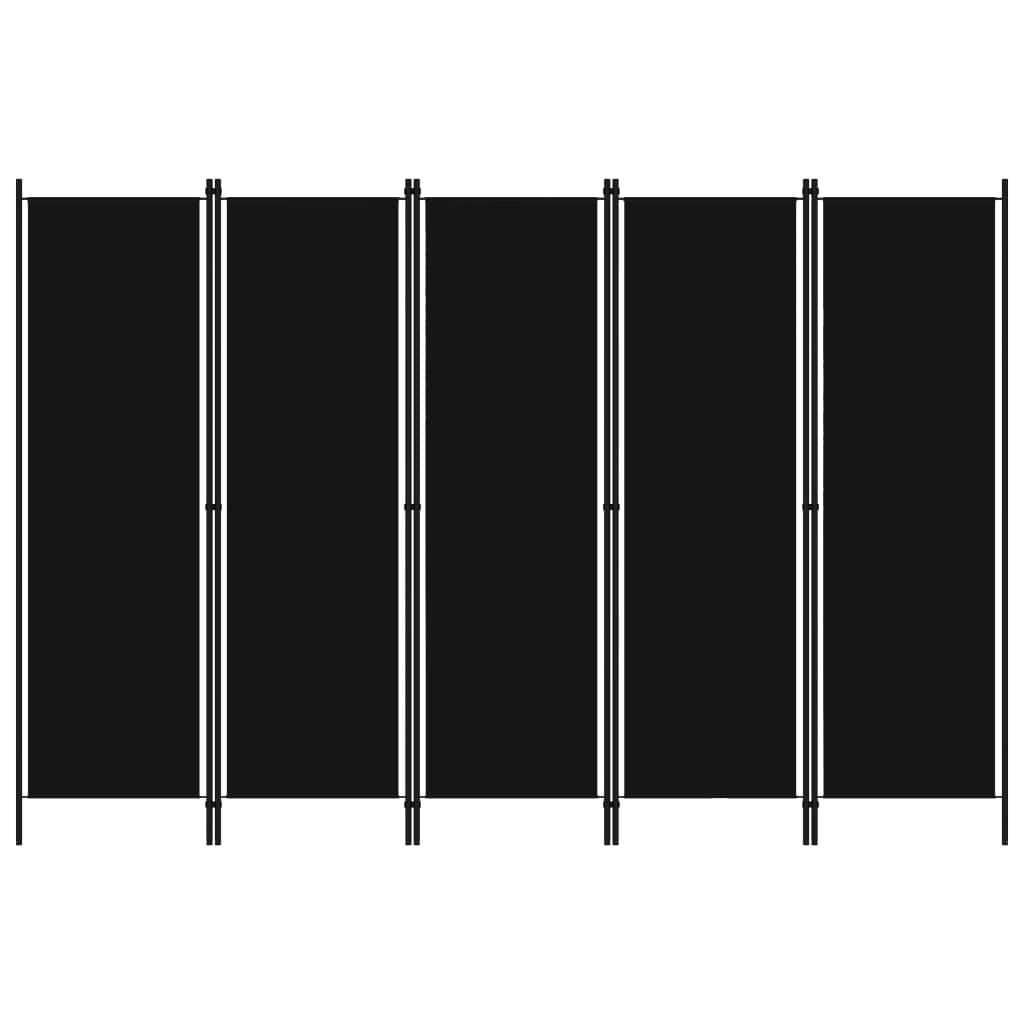 Romdeler Med 5 Paneler Svart 250X180 Cm