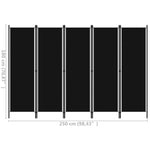 Romdeler Med 5 Paneler Svart 250X180 Cm