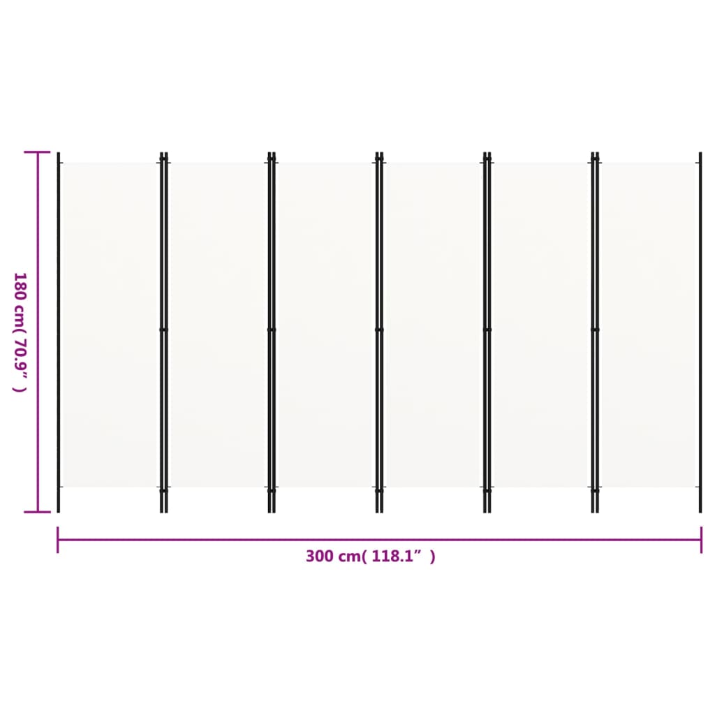 Romdeler Med 6 Paneler Hvit 300X180 Cm