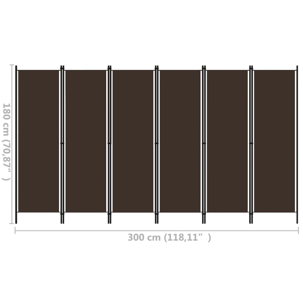 Romdeler Med 6 Paneler Brun 300X180 Cm