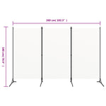Romdeler 3 Paneler Hvit 260X180 Cm Stoff