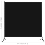 Romdeler Svart 175X180 Cm Stoff