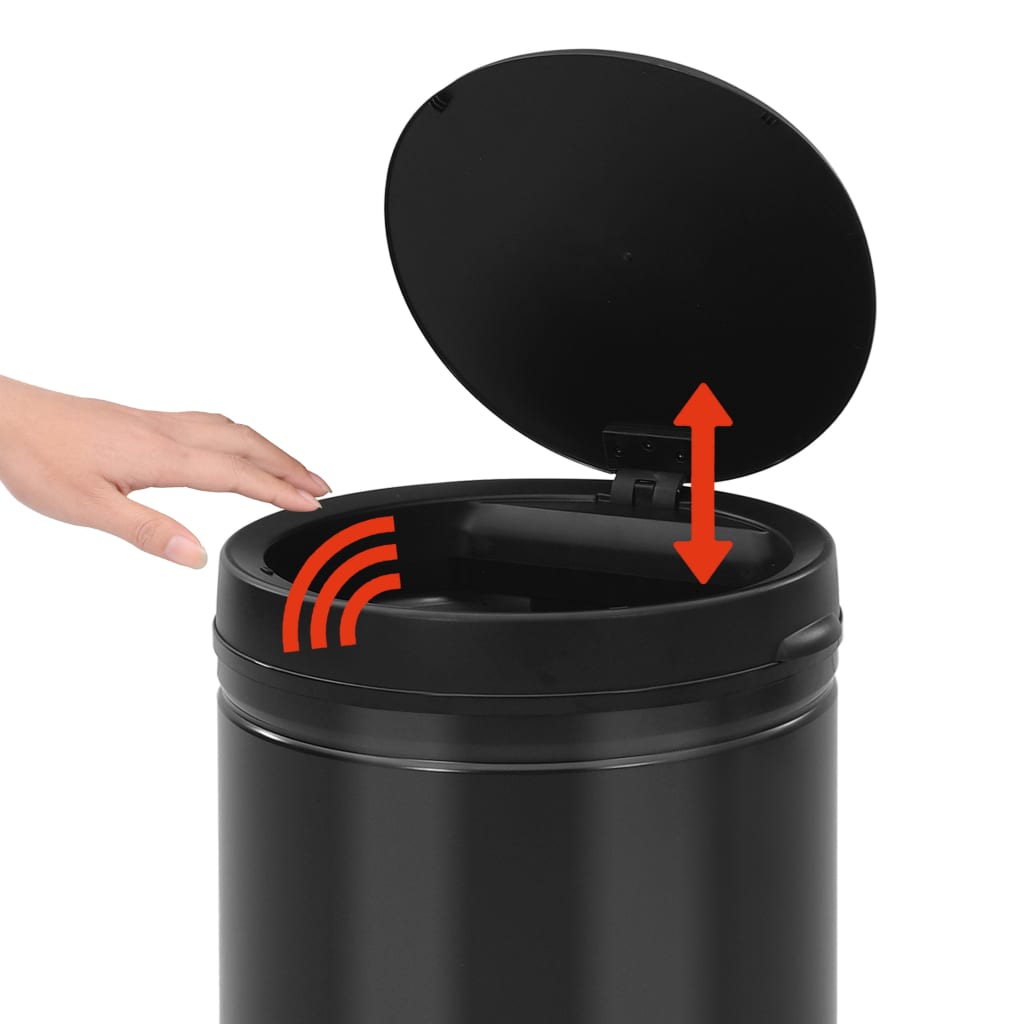 Automatisk Søppelbøtte Med Sensor 60 L Karbonstål Svart