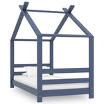 Sengeramme For Barn Heltre Furu Grå 70X140 Cm