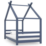 Sengeramme For Barn Heltre Furu Grå 80X160 Cm