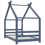 Sengeramme For Barn Heltre Furu Grå 80X160 Cm